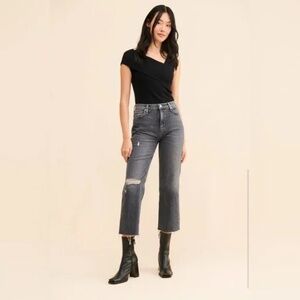 Hudson Jeans Remi Straight Crop Charcoal Denim in Size 26